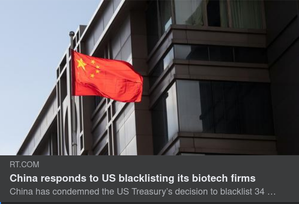 Biotech I Kina Svartlistat Av USA