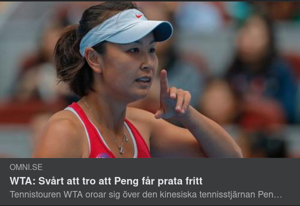 Oro Över Kinesisk Tennisstjärna