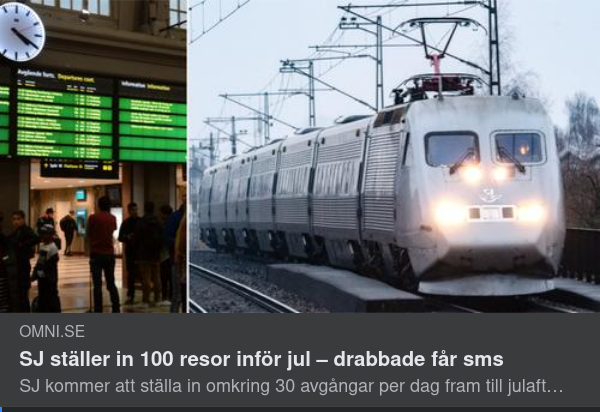 Inställda SJ-Jultideresor