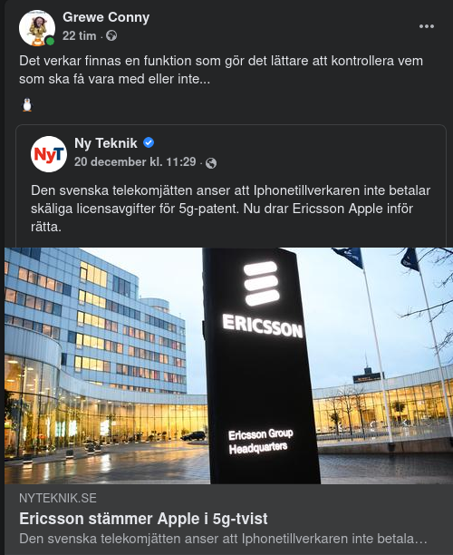 Ericsson & Licensavgifter Från Apple