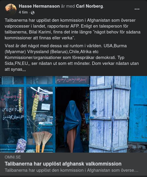 Talibaner Upplöser Valprocessöverseende Kommision