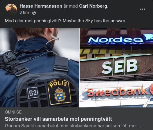 Penningtvättssamarbetsvilliga Storbanker