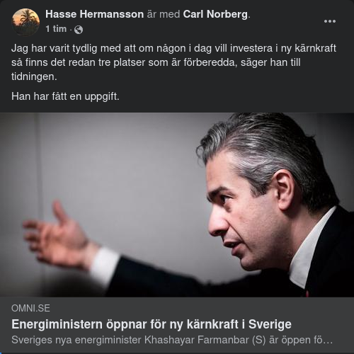 Kärnkraftsöppen Energiminister