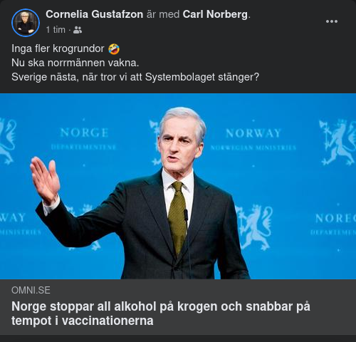 Norskt Alkoholstopp & Snabbare Vaccinationstempo