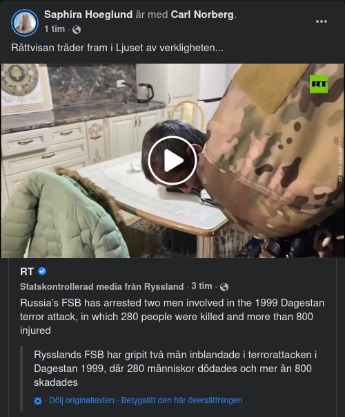 Ryska Frihetsberövanden För Terrorattack I Dagestan 1999