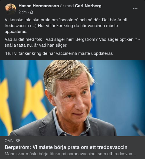 Bergström Vill Prata Tredosvaccin