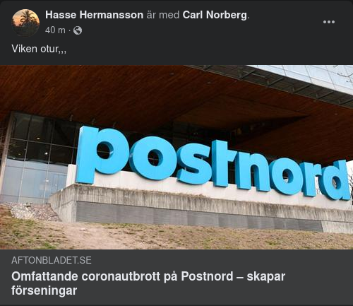 Förseningsskapande Coronautbrott Hos Postnord