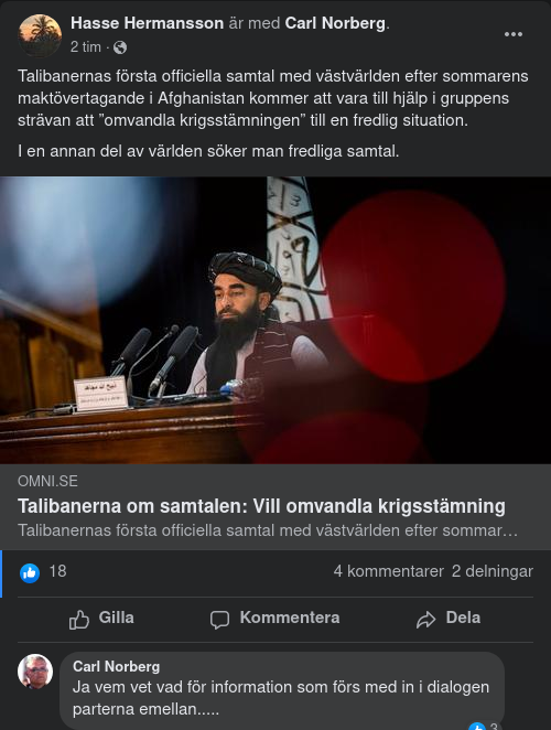 Fredssträvande Talibansamtal