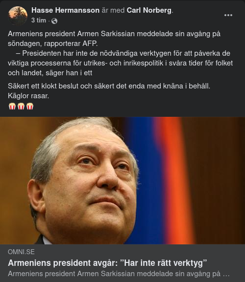 Armeniens President Avgår