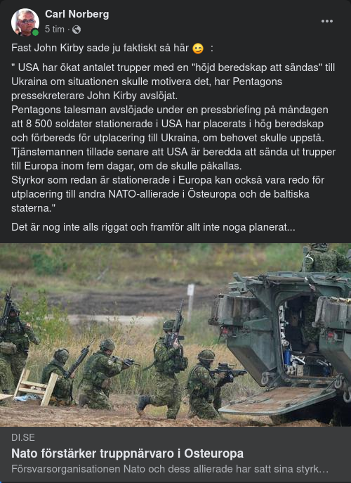 Höjd Beredskap I USA & Förstärkt Truppnärvaro I DI