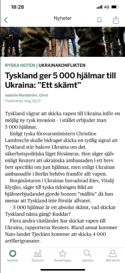 Tyskland Ger Ukraina Hjälmar