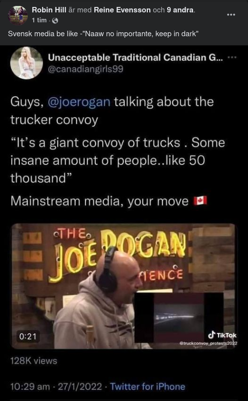 Mediatystnad Om Kanadensisk Lastbilskonvoj