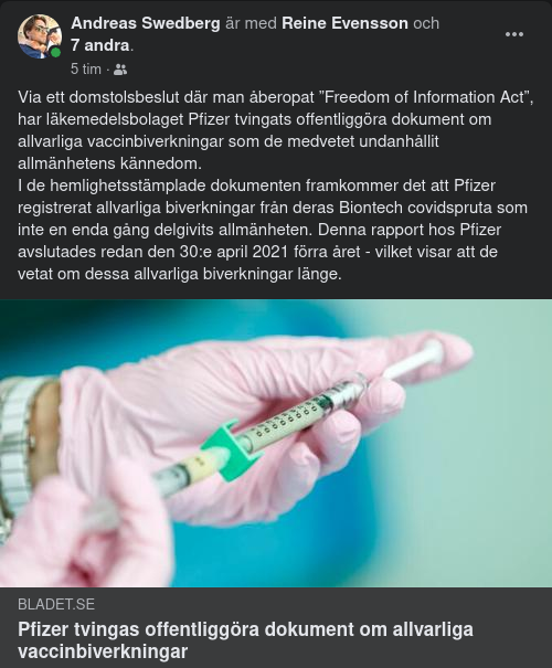 Pfizer Tvingade Att Redovisa Vaccinbiverkningardokument