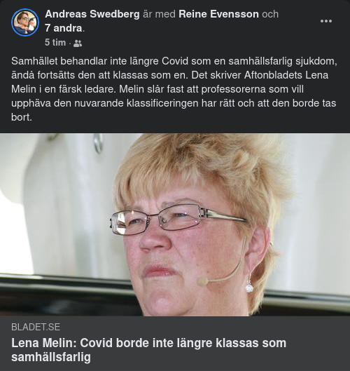 Mellin Vill Avklassifiera Covidiotin