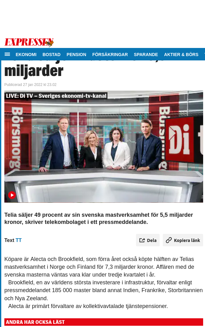 Mastverksamhetssäljande Telia