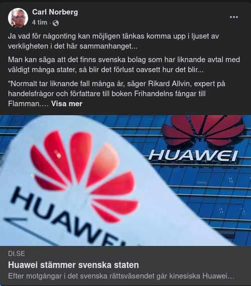 Huawei Stämmer Svenska Staten