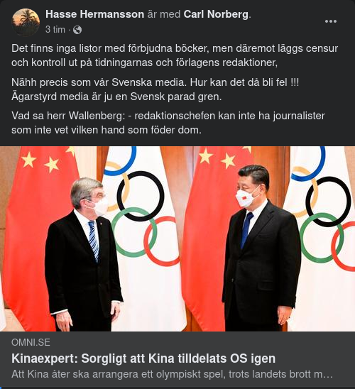 Kina, Sverige & Press- & Yttrandefriheten