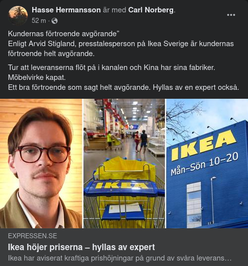 IKEA Experthyllas För Öppen Prisökningsstrategi