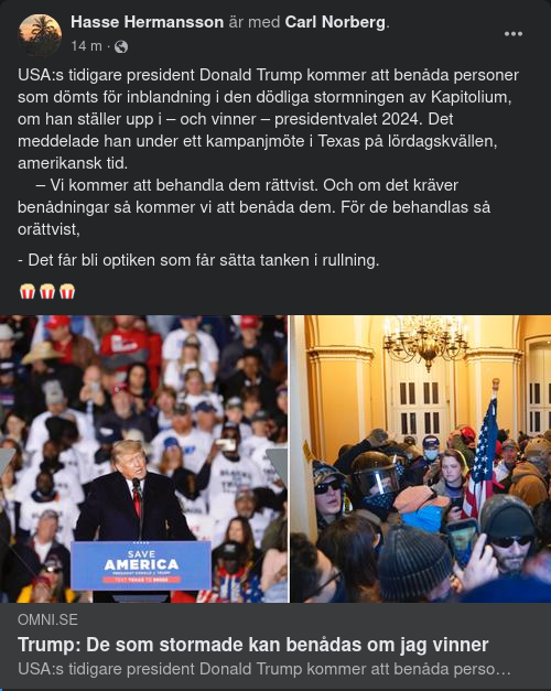 Benådningslovande Trump