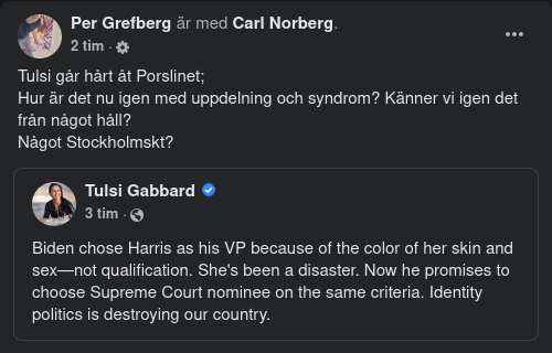 Tulsi Om Bidens Identitetspolitik