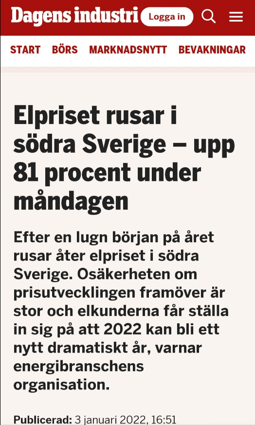 Befolkningsenande Elprisrusningar
