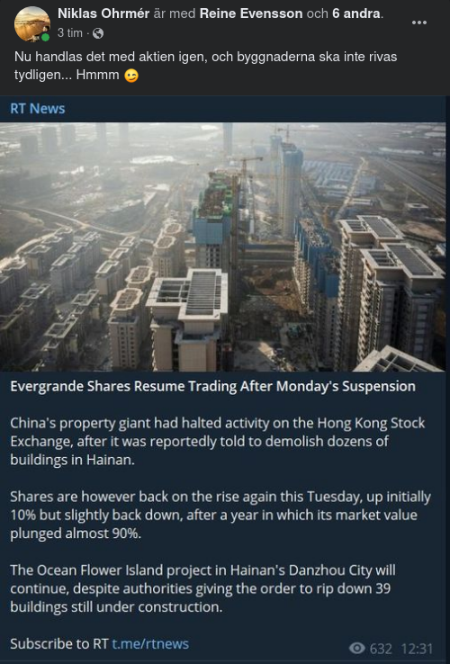 Återupptagen Aktiehandel Med Evergrande