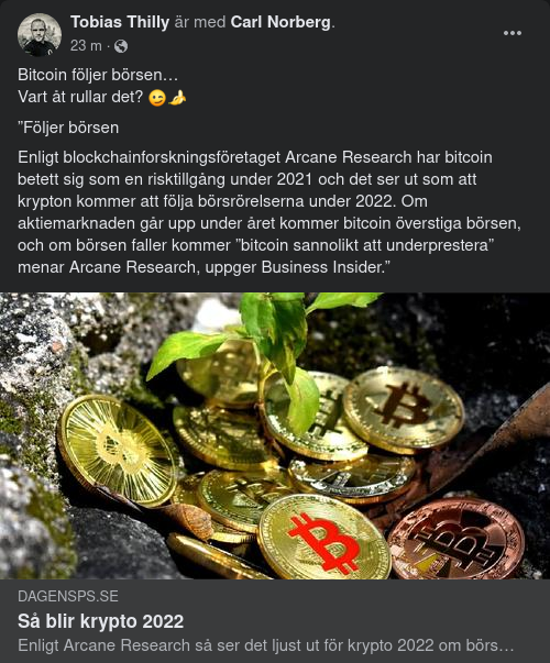 Börsföljande Bitcoin