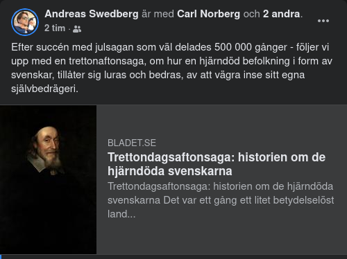 Trettondagsaftonsaga I Bladet.se