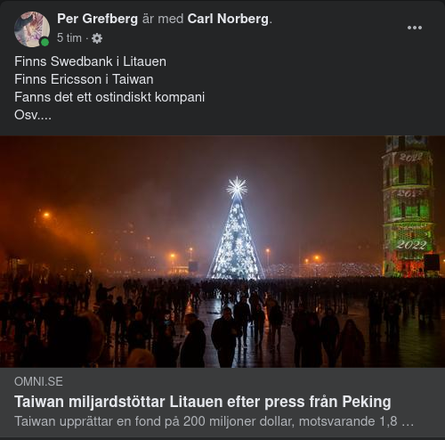 Kinapressat Taiwan Ekonomistöttar Litauen