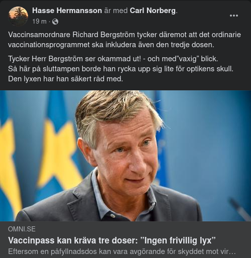 Ingen Frivillig Lyx För Vaxxsamordnare Richard Bergström