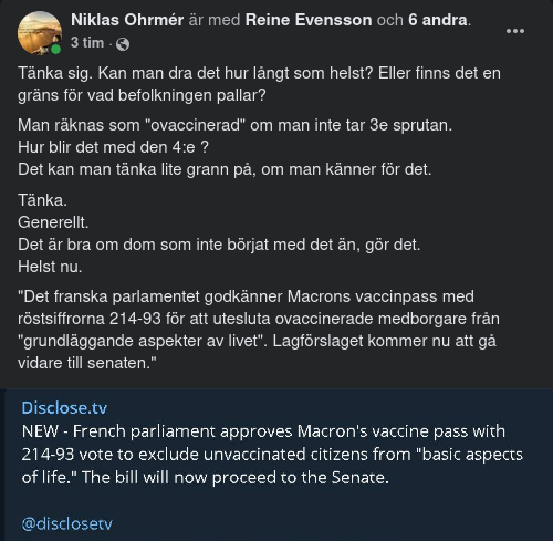 Franskt Vaxxpass Parlamentariskt Godkänt