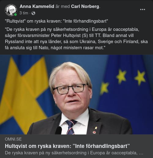 Hultqvist: Inte Förhandlingsbart