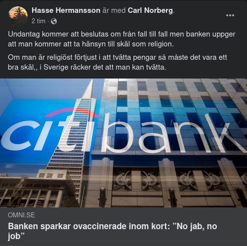 Vaxxtvång Hos Citibank