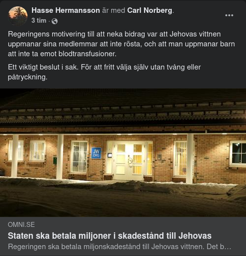 Statliga Miljoner Till Jehovas