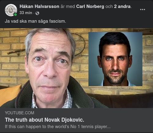 Farage Om Novak Djokovic