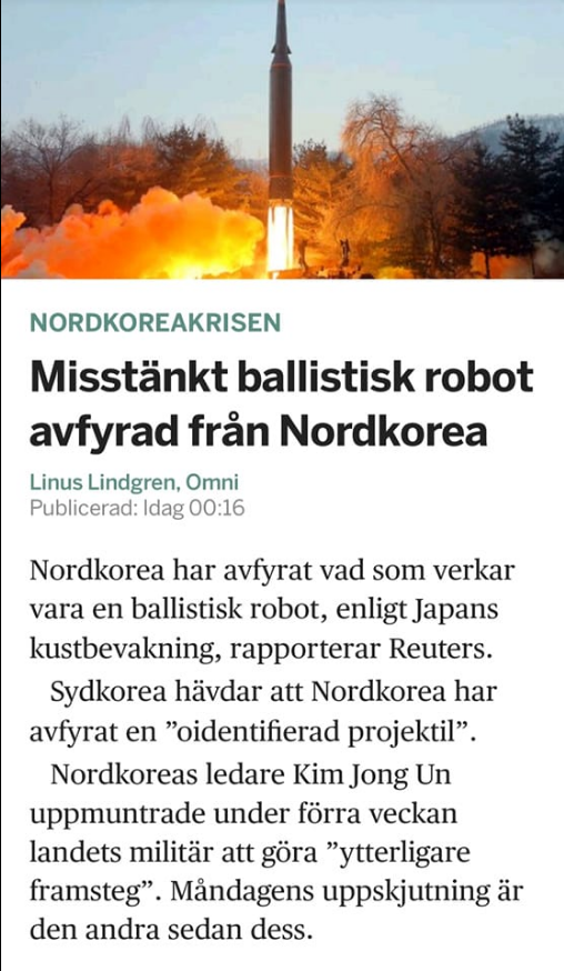 Misstänkt Nordkoreansk Avfyrning