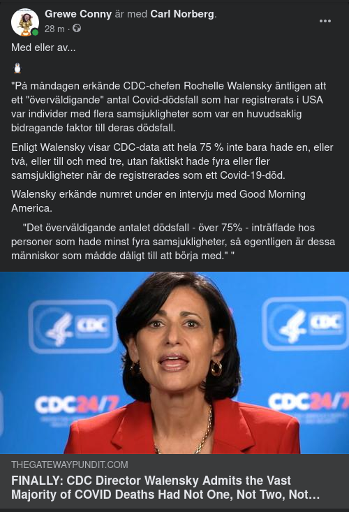 Coviddöda & Underliggande Sjukdomar I USA