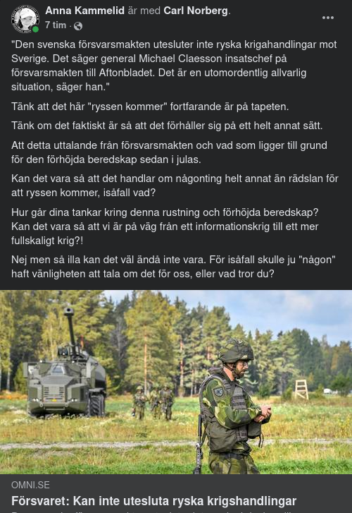 Försvaret Utesluter Inte Ryska Krigshandlingar
