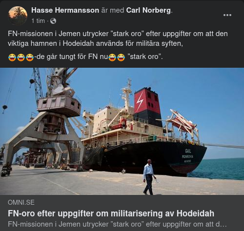 Stark FN-Oro Över Jemen-Hamn