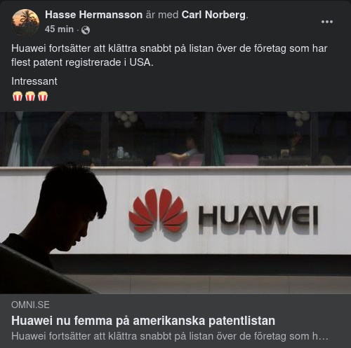 Patentlisteklättrande Huawei