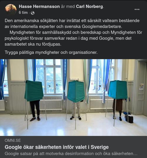 Svenskt Valsäkerhetsökande Google