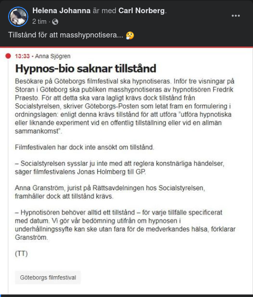 Hypnostillstånd & Socialstyrelsen