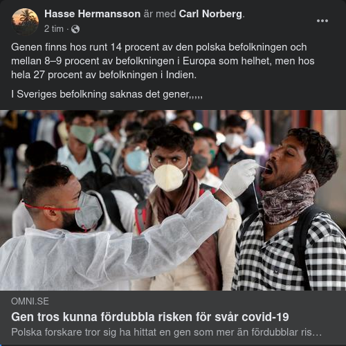 Svårcovidiotiskthöjande Gen