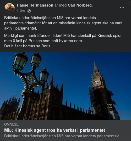 Misstänkt Kinesiskt Verkande Spion I Brittiska Parlamentet