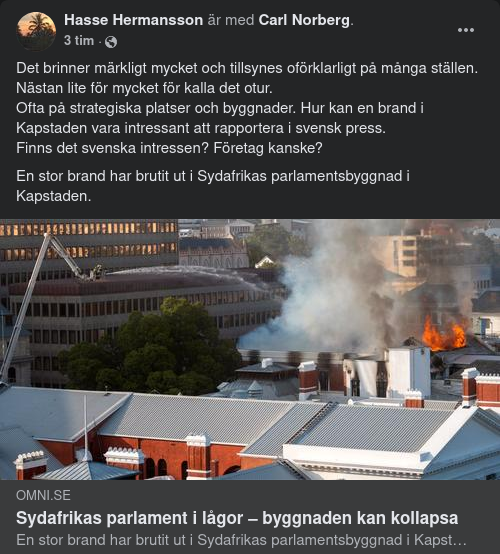 Brinnande Parlament I Sydafrika