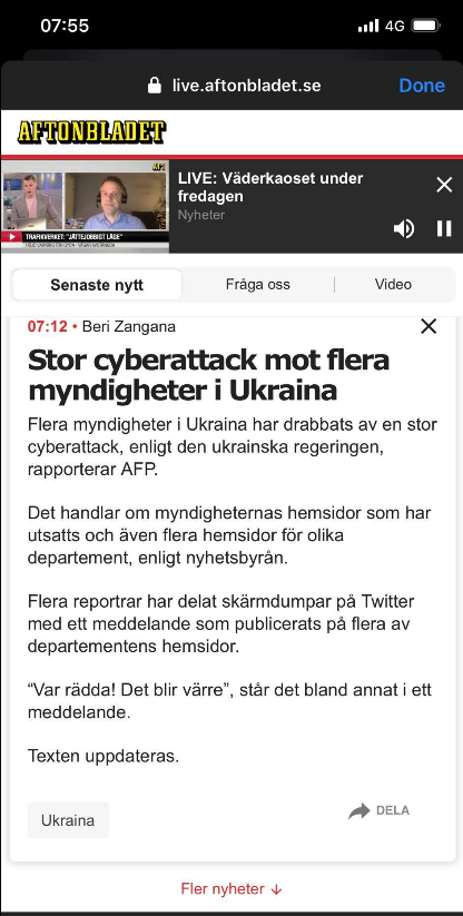 Cyberattacker Mot Ukrainska Myndigheter