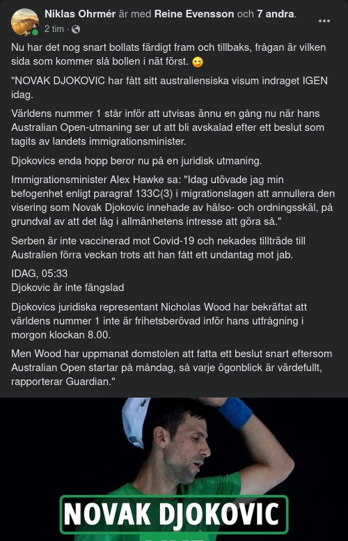 Tennisbollande Imigrationsminister