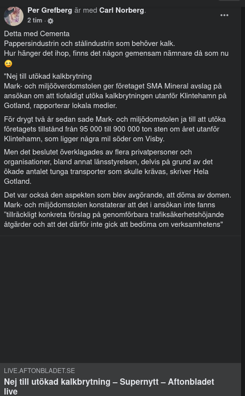 Ingen Utökad Kalkbrytning