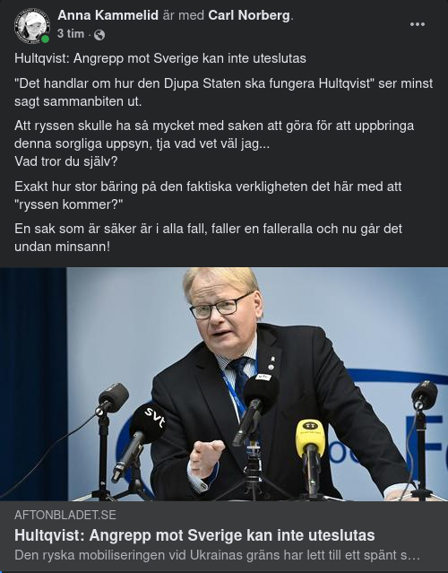 Försvarsministern Kan Inte Utesluta Angrepp Mot Sverige