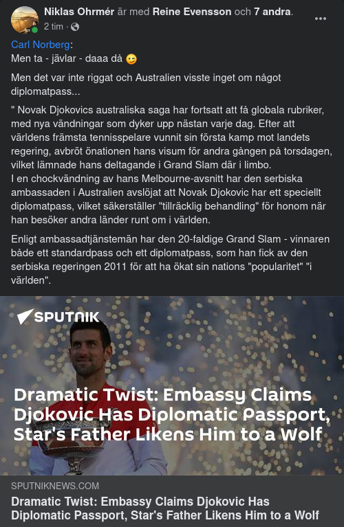 Speciellt Diplomatpass För Novak